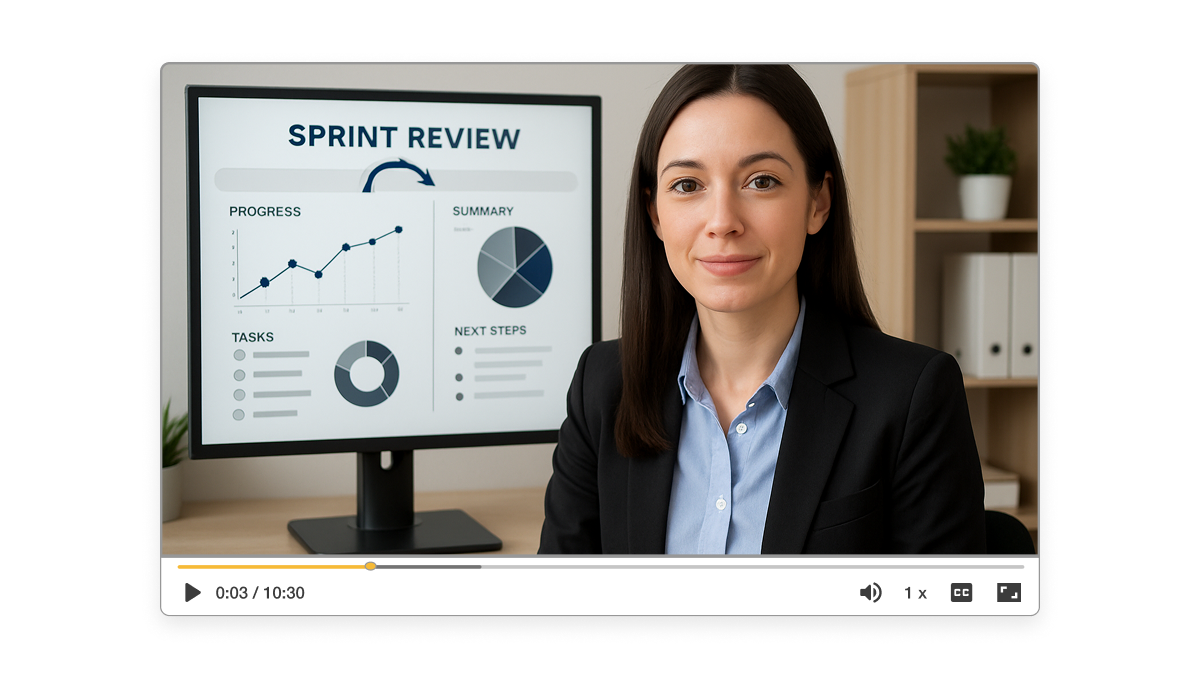 Create sprint reviews with Visla’s Sprint Review Video Creator to simplify team updates and reporting.